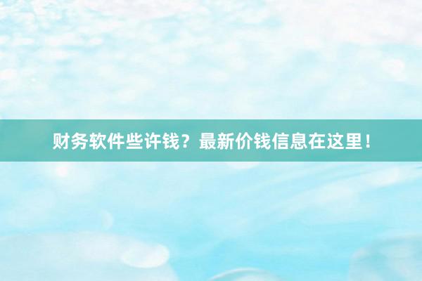 财务软件些许钱？最新价钱信息在这里！